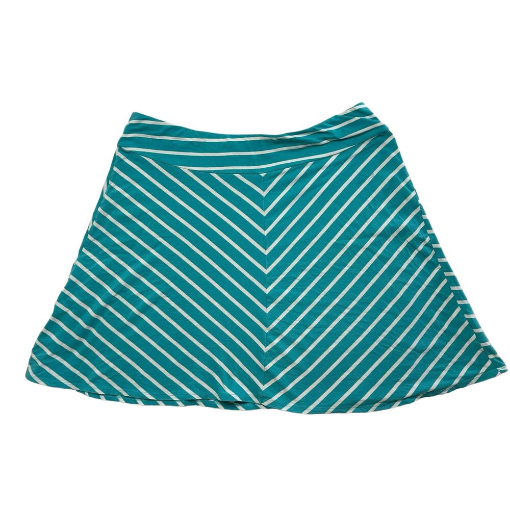 COLUMBIA PFG Omni-Wick Pull On A-line Skirt in Teal White Stripe Size XL Rayon